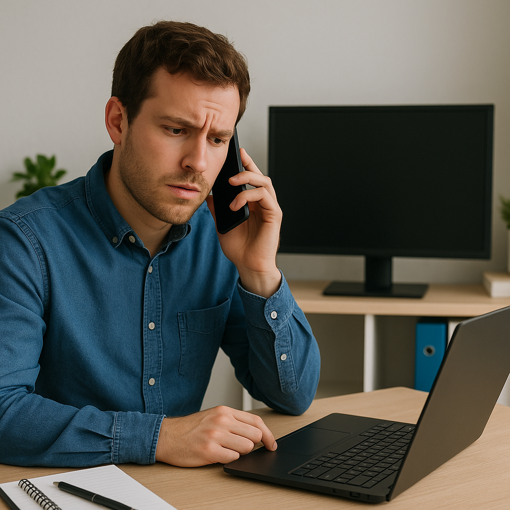 Employee calling support for assistance with account changes